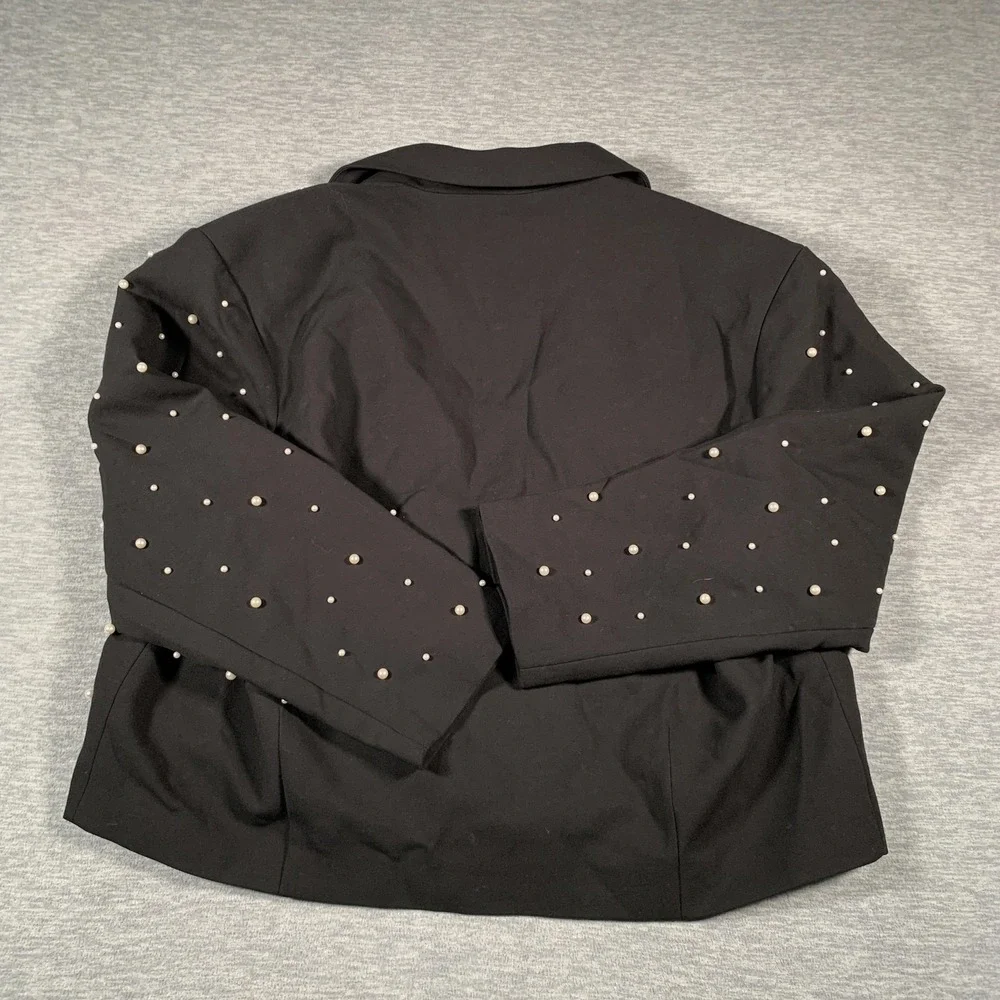 ORTTU Blazer Mens One Size Black Pearl Studded‎ Embellished Single Button Beaded